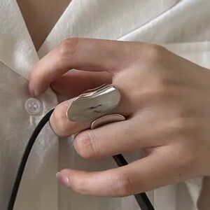 🖤⭐️Open cuff Geometric 18k white gold vermeil  925 stamped ring